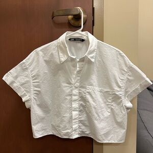 Zara Cropped Boxy Collared Top
